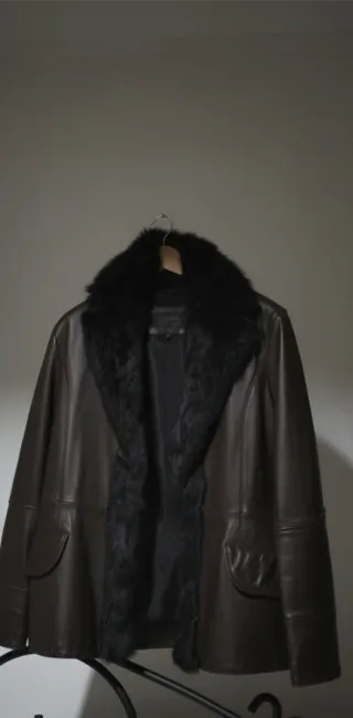 Abrigo Lujo Piel Ovina Chocolate