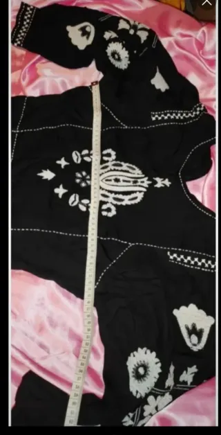 Vestido negro boho étnico bordado talla S