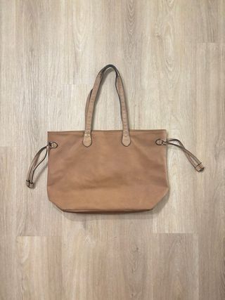 Borsa a spalla similpelle beige/marrone