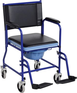 Silla de Ruedas de Baño con Vaso Removible en Tubos de Hierro y PVC 87 X 57 X 92Cm