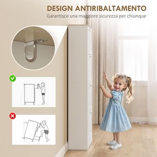 Zapatero Ahorrador Slim Con 4 Puertas Abatibles, Zapatero Moderno de Madera Con Estantes Regulables En 2 Niveles, Porta Zapatos para 18-24 Pares Con Asa, 60X23.5X151 Cm, Blanco