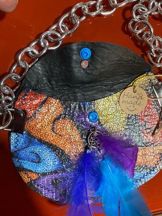 Bolso/riñonera artesanal piel calavera multicolor