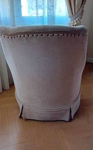 Butaca descalzadora terciopelo beige
