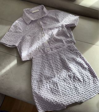 Conjunto cuadros vichy morado Talla S