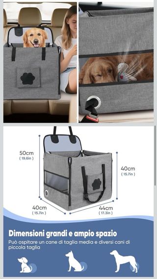 Seggiolino auto per cani grigio