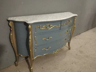 Cómoda Mármol y Oro Estilo Luis XV