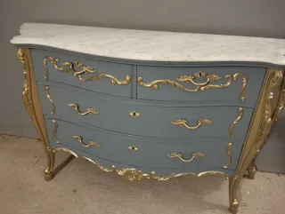 Cómoda Mármol y Oro Estilo Luis XV