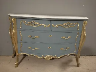 Cómoda Mármol y Oro Estilo Luis XV
