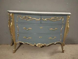Cómoda Mármol y Oro Estilo Luis XV