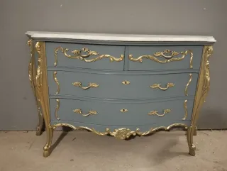 Cómoda Mármol y Oro Estilo Luis XV