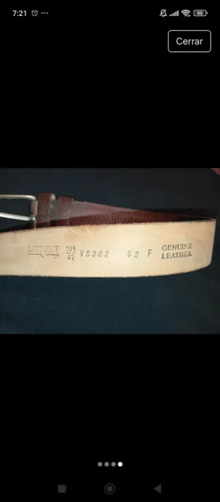 Cinturón Lottusse Piel Marrón Hebilla Metálica