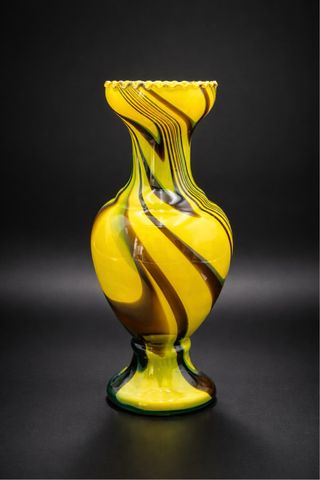 Vaso Vetro Artistico Murano Giallo 37cm