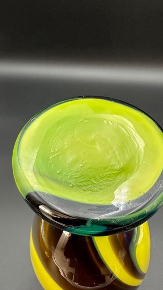 Vaso Vetro Artistico Murano Giallo 37cm