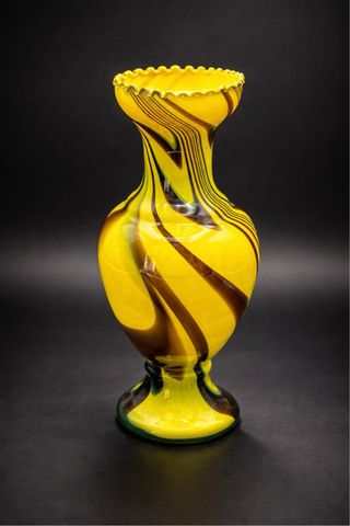 Vaso Vetro Artistico Murano Giallo 37cm
