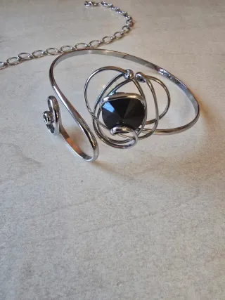 Collar y pulsera vintage plata y negro