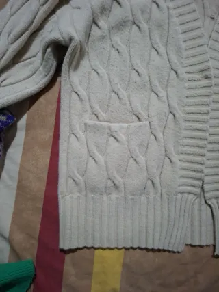 Cardigan beige maglia trecce taglia unica