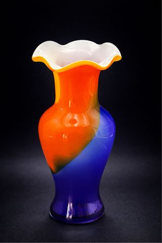 Vaso Murano Vetro Arancio Blu 30cm