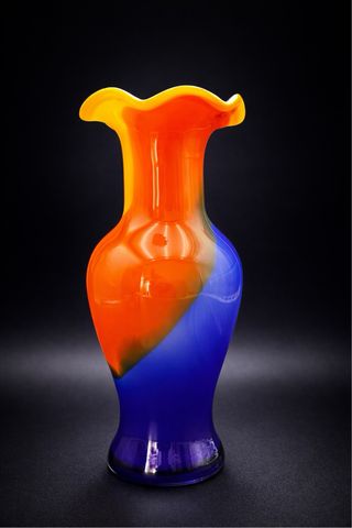 Vaso Murano Vetro Arancio Blu 30cm