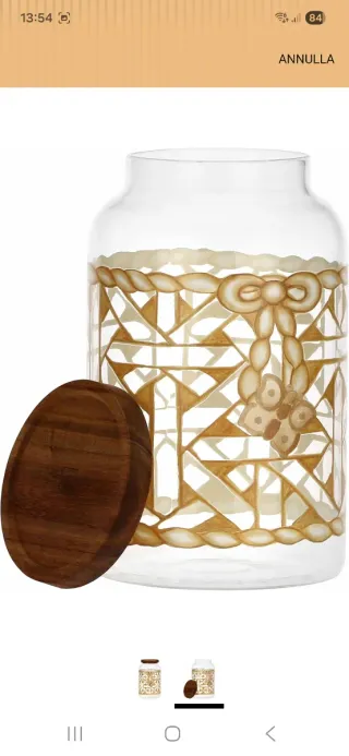 Biscottiera Thun in vetro e legno alto 24cm