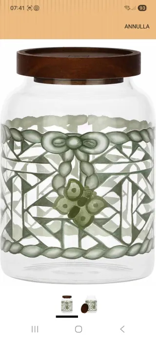 Barattolo in vetro Thun decorato alto 17cm