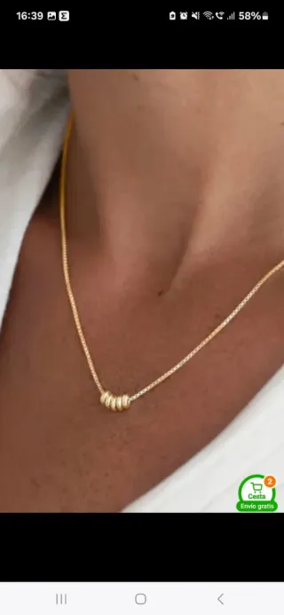 Gargantilla baño oro con anillas