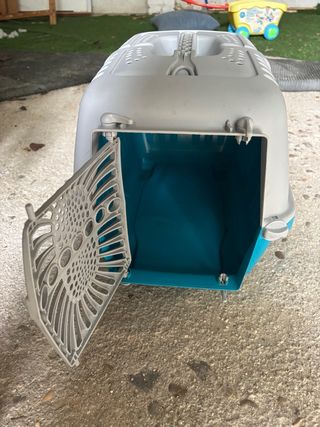 Transportín Gatos/Perros Pequeños Gris/Turquesa