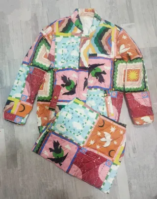 Conjunto acolchado vintage multicolor