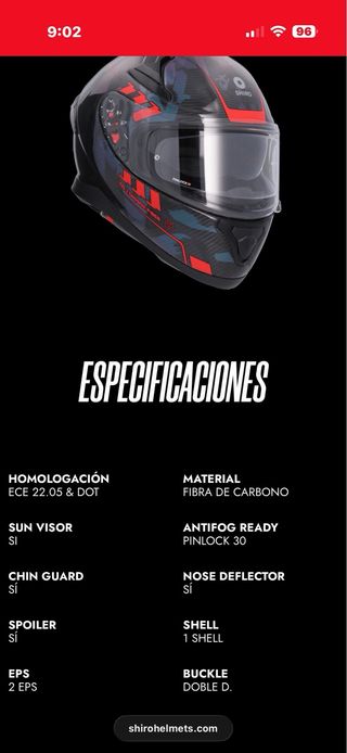 Casco moto Shiro Carbono Diseño Deportivo