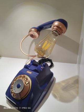 Lampada Telefono Vintage Blu e Oro