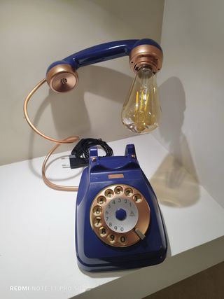 Lampada Telefono Vintage Blu e Oro
