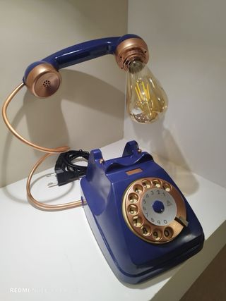 Lampada Telefono Vintage Blu e Oro