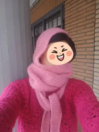 Sophie Scarf Cappuccio Alpaca Baby Rosa