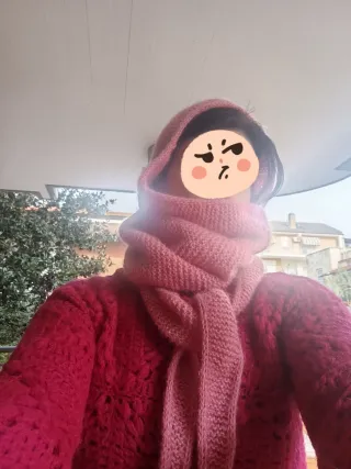 Sophie Scarf Cappuccio Alpaca Baby Rosa