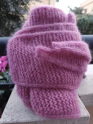 Sophie Scarf Cappuccio Alpaca Baby Rosa