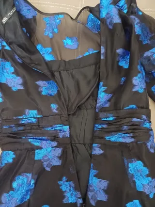 Abito Zara nero e blu fantasia floreale