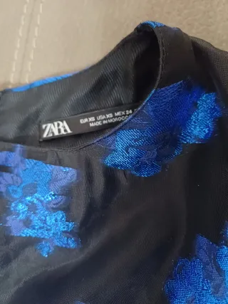 Abito Zara nero e blu fantasia floreale