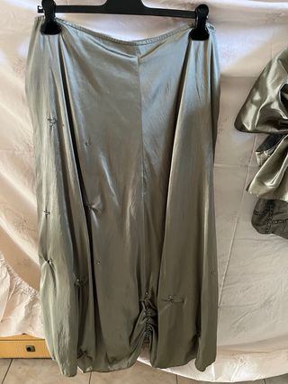 Completo gonna top stola verde con strass