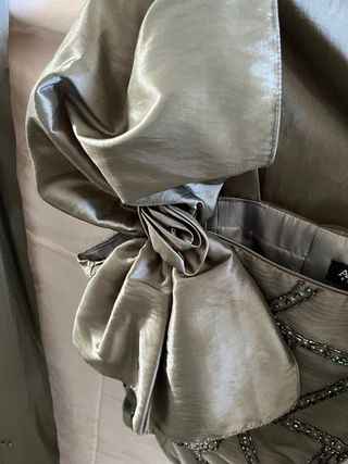 Completo gonna top stola verde con strass