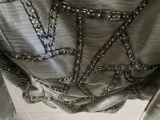 Completo gonna top stola verde con strass