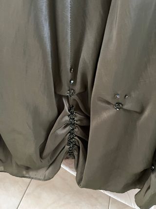 Completo gonna top stola verde con strass