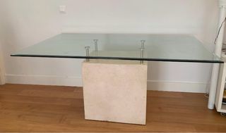 Mesa Comedor Cristal y Mármol Beige