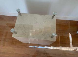 Mesa Comedor Cristal y Mármol Beige