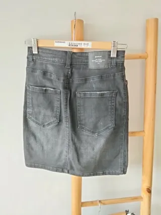 Falda vaquera elástica negra Talla XS