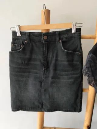 Falda vaquera elástica negra Talla XS