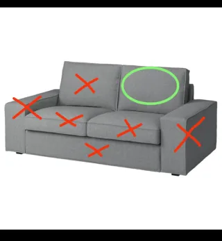 Funda gris para cojín respaldo sofá 2 plazas KIVIK