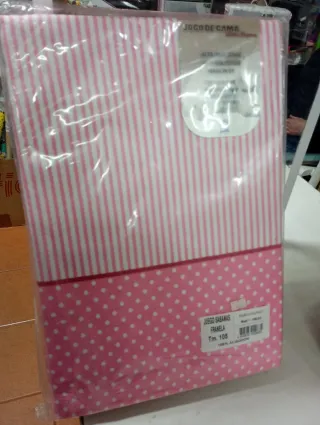 Juego Sábanas Franela 105 Rosa y Blanco