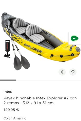 Intex Kayak Hinchable para Adultos Explorer K2 para 2 Personas (68307)