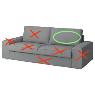 Funda gris para cojín respaldo sofá 3 plazas KIVIK