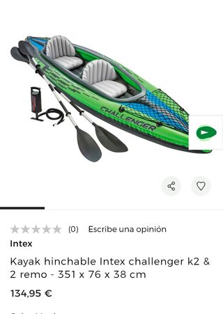 Intex 68306 - Kayak Hinchable Challenger k2 & 2 Remo - 351 x 76 x 38 cm
