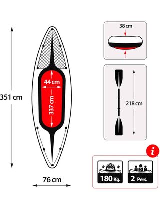 Intex 68306 - Kayak Hinchable Challenger k2 & 2 Remo - 351 x 76 x 38 cm